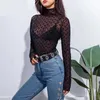 Zuolunouba sommar mode solid måne print t-shirt Turtleneck långärmad elegant skinny tee höst casual kvinnor t-shirt topp y0629