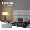 Art3d Lot de 4 têtes de lit autocollantes et autocollantes pour grand lit en blanc, taille 25 x 60 cm, panneaux muraux rembourrés insonorisés 3D