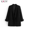 RZIV women's blazer suit jacket coat casual solid color single button OL 211122