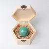 Natural crystal rough polished ball wooden gift box arts ornaments home desktop decoration Mineral Healing Reiki energy stone