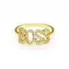 high quality brass OEM ODM women jewelry simple men gold-plated popular Boss lettering zircon ring