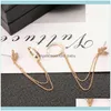 Stud Jewelrystud Cz Zircon Butterfly con pendientes de cadena para mujer Rose Gold Sier Plated Earring Female Ear Jewelry Gifts 1 Drop Delivery 20