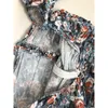 Robes décontractées Sexy Tube Floral Robe Puff Sleeve Shirring Mini Bodycon Boho Corset Hip Lift Mode Vintage Impression pour les femmes