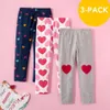 Ankomst vår och sommar 3-bitars toddler kärlek allover leggings byxor set barnkläder 210528