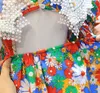 Vestido de verano 2020 para niñas, vestidos de fiesta de encaje con cuello vuelto de flores, vestido de princesa informal bonito sin espalda para ropa infantil Q0716