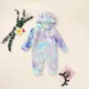 Ankomst Höst och Vinter Baby Tie-färgad Hooded Jumpsuit Boy Girl Clothes 210528