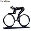 YuryFvna Bicycle Statue Champion Cyclist Sculpture Figurine Resin Modern Abstract Art Athlete Bicycler Figurine Home Decor 210811