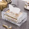 Car Home Box Container Towel Napkin Dispenser Luxury Glass Table Napkins Holder Tissue Paper 210326