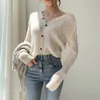 Fashion Solid Knitted V-Neck Thin Spring Hollow Out Chic High Waist Office Lady Women Gentle Slim Sweaters 210525