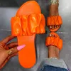 여성 샌들 2021 여름 신발 평면 플러스 사이즈 Pleated Sandalias Mujer 플립 플롭 캐주얼 비치 슬리퍼 여성