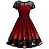 Casual Dresses Halloween Costume Witch Cosplay Princess Party Lace Tutu Vestidos Carnival Print Vintage Gown Evening Dress