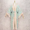 2021 Bohemian tryckt sommarstrandskläder kläder Lång kimono cardigan plus storlek tunika kvinnor toppar och blusskjortor A155 210317