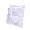 White Wedding Ring Pillow Heart-shaped Holding Floral Satin Cushion Party Suppliers High Quality Decoration