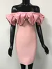 Brand Women Sexy Off the Shoulder Pink Bandage Dress Designer Elegant Celebrity Evening Party Vestido 210527