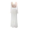Casual Kleider Sexy V-ausschnitt Lange Ärmeln Durchbrochene Weiße Mode Frauen Herbst Elegante Party Kleid Weibliche 2022 Maxi