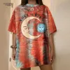 Moda Casual Camicie Top per le donne Sun Moon Pattern T-shirt Donna Estate Loose Oversize Street Style Ins Style Camicie Top 210702