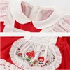 Spring Baby Girls Dress Cotton Red Embroidery Long Sleeve Lolita Princess Childrens Wear+Hat E9136 210610