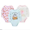 3 pc's babe merk baby romper lange mouwen katoen pasgeboren babymeisje jongen kleding cartoon bedrukte babykleding set 012 m y1219970038857546