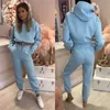 2 pièces ensemble femmes survêtement automne vêtements solide sweat à capuche haut et pantalon sport survêtement costume femmes ensembles loisirs tenues Y0625