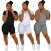 Verão Mulheres Tracksuits de Manga Curta Roupas Pullover T-Shirts + Calções Calças Dois Peça Set Plus Size 2XL Jogger Terno Casual Sportswear Black Letter Sweatsuits 4660