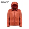 Plusstorlek 6XL 7XL 8XL 9XL Mäns Ultralätt Packerble Hooded Down Jacket Puffer Coats Spring Autumn Male Light Coat 211104