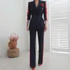 Abiti da donna Blazer Abito autunnale Donna 2021 Moda coreana Temperamento Stile britannico Giacca abbinata a colori Pantaloni a gamba larga Due pezzi Spri