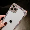 Luksusowy kryształowy bling iphone Case dla 12 mini 11 pro max 6s 7 8 plus x xs silikonowej diamand Clear Soft Shell Cover