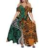 Robes décontractées Hycool africain coloré Design longue robe femmes hors manches col en V licou dos nu grande taille plage été 2021