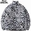 2021 Men Hip Hop Parka Jacket Streetwear Leopard Print Padded Jacket Harajuku Cotton Winter Windbreaker Jacket Coat Outwear