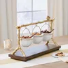 Dishes & Plates Living Room Home Gold Oak Branch Snack Bowl Stand Fruit Plate Dish Creative Modern Dried Basket Candy206y