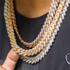 12mm Prong Cuban Link Choker Full Iced Out Chain Dad Smycken X0509