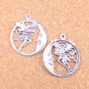 46st Antik Silver Bronze Plated Circle Moon Angel Charms Pendant DIY Halsband Armband Bangle Fynd 31 * 26mm