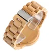 ساعة Wristwatches Men's Watch Natural Wooden Bamboo Watches مع Wood Wood Band الكامل الكامل الكوارتز الأخضر