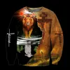 Mäns Hoodies Sweatshirts Jesus Lion och Lamb Casual Hoodie Spring Unisex 3D Utskrift Sublimation Zipper Pullover Harajuku Mode Män / Wom