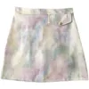 Kimutomo Elegant Girls Tie Dye Mini Skirt Spring Summer Women High Waist Korean Style Pocket Button A-line Skirt Casual 210521
