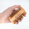 MOQ 100 PCS Amazon Suppare Hair Compe мелкие грубые зубы с двойными сторонами деревянные с Pu Caust Custom Logo Wooden Dual Action Beard Combs