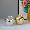 Vilead keramik gyllene äpple figurer för jul frukt dekoration modell ornaments hem kontor skrivbord inredning tillbehör gåva 210727