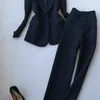 Pantaloni da donna per ufficio Pantaloni di alta qualità Signore professionali Plus Size Jacket Femmine Blazer a vita alta gamba larga 210527