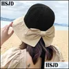 Wide Brim Hats & Caps Hats, Scarves Gloves Fashion Aessories Bow Sun Hat Cap Floppy Top Summer For Women Beach Panama St Dome Bucket Hollow