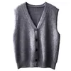 V-neck stickad väst cardigan kvinnlig koreansk singel breasted ärmlös topp kvinnors tröja kappor fritid outwear chic 210607