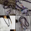 Hängsmycke Halsband Hängsmycken Smycken Lyxig Kvinnor Halsband Natur Amethysts Skiva Blandade Stones Pärlor Knitted Etnisk Partihandel 210323 Drop d