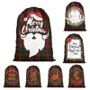 Boże Narodzenie Torby Prezentowe Santa Claus Reindeers Plaid Drukowane Dzieci Cukierki Torba Xmas Sznurek Worek Boże Narodzenie Dekoracja Morze Wysyłanie T9i001414