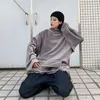 Retro Haft Turtleneck Hoodie Harajuku Oversize Pullover Modne Gold Velvet Bluza Bluzy Mężczyźni Backwards Design C0607