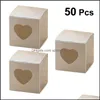 Gift Wrap Event Festive Supplies Home & Garden50 Pcs Square Kraft Paper Candy Pvc Transparent Heart-Shaped Window Cupcake Favor Boxes Weddin