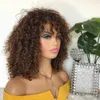 13x4 Brazilian Short Curly Lace Front Wigs For Black Women Pre Plucked With Bangs Synthetic Bob Full Frontal Wigfactory direct