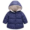 Cappotto della tuta sportiva dei bambini Inverno Neonati maschi Giubbotti Cappotto con stampa stellata Infantile caldo Parka per bambini Spessi vestiti con cappuccio per bambini 2-6T H0909