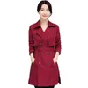 Women's Trench Coats Women's Coat Women Wine Red Khaki M-4XL Plus Size 2022 Spring Autumn Korean Slim Double-breasted Belt Long