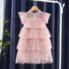 Girl Fairy платье звездные блестки торт чистые марлевые дети буффант юбка принцесса детей для девочек 210515