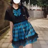 Spódnice ruibbit letnia dziewczyna japońska haruku dziewczyny czerwony różowy fioletowy niebieski kraciasta punkowa koronkowa ciasto urocze lolita kawaii mini