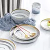 Piatti piatti ceramica in marmo e ciotole set di stoviglie set di stoviglie natalizi insalata di vassoio dessert osso cinese cucina bianca
